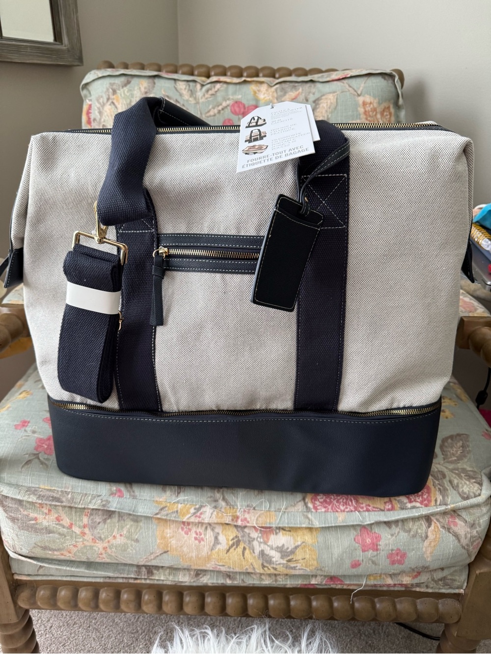 Martha Stewart Canvas and Navy Travel Duffel Bag